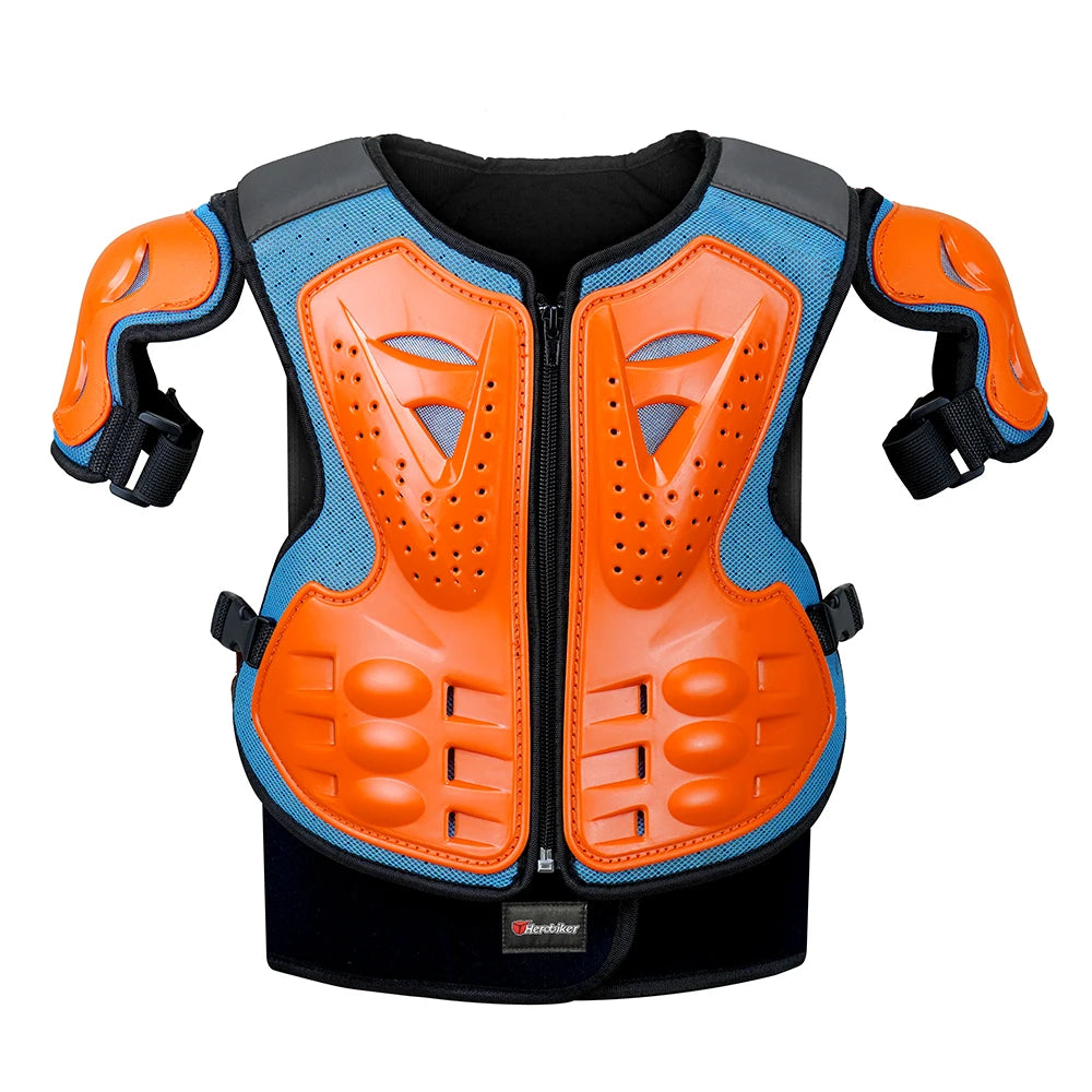 Armure moto enfant complète, gilet + protections coudes/genoux