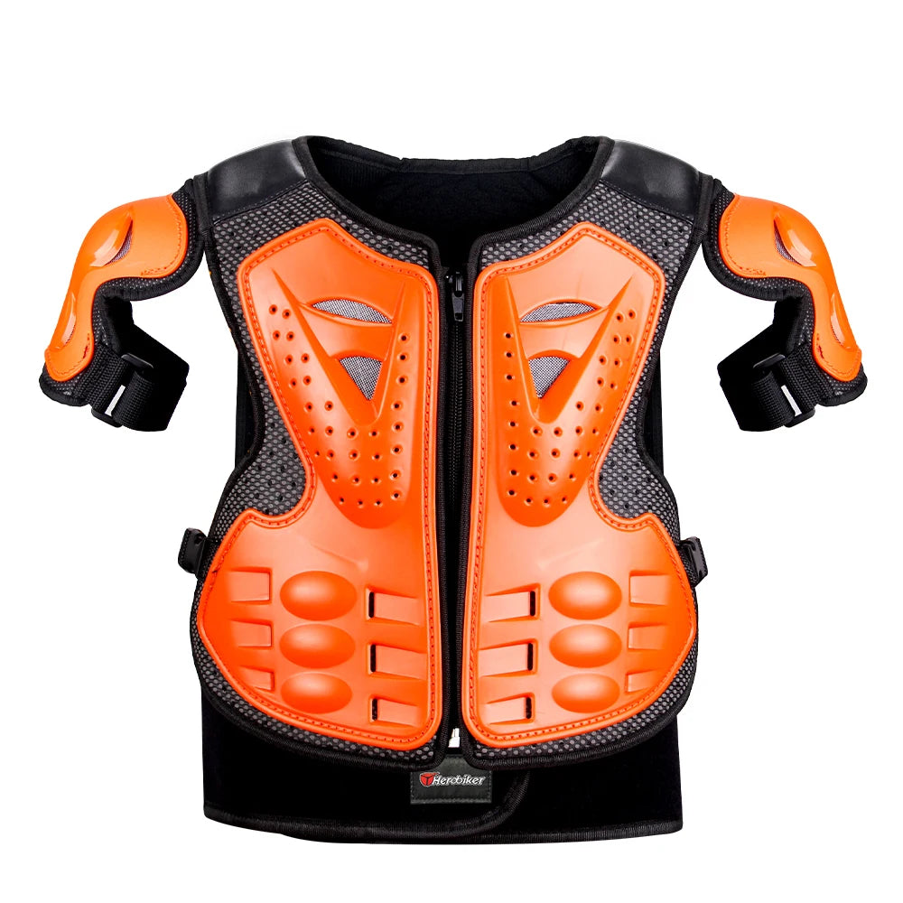 Armure moto enfant complète, gilet + protections coudes/genoux