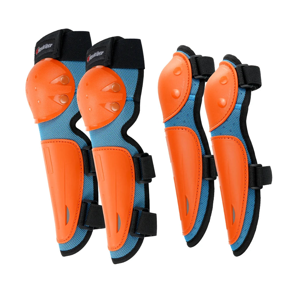 Armure moto enfant complète, gilet + protections coudes/genoux