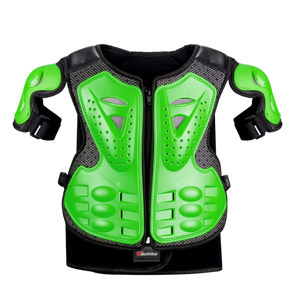 Armure moto enfant complète, gilet + protections coudes/genoux