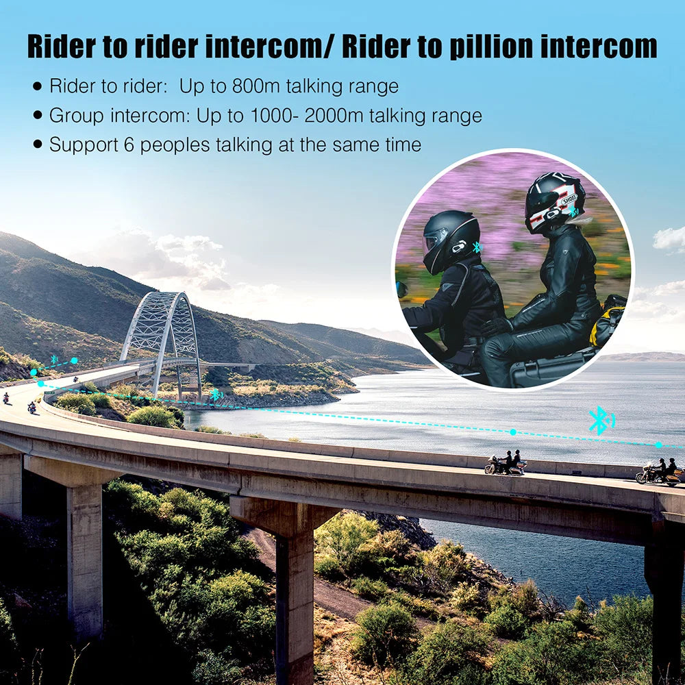 Casque moto Bluetooth FreedConn, intercom, FM, étanche