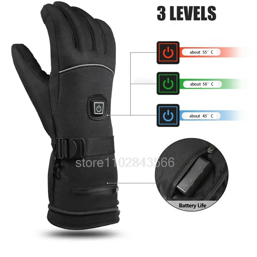 Gants chauffants hiver, imperméables, thermiques pour moto et sports